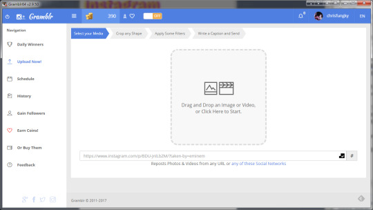 Gramblr Upload interface