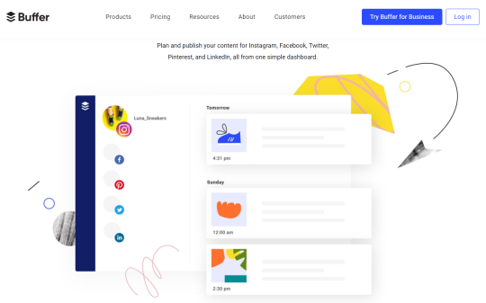 Snapshot of buffer.com Homepage